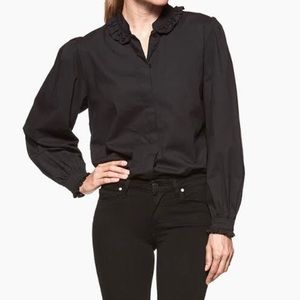 Like New Paige Black Puffed Sleeve Button Up Blouse